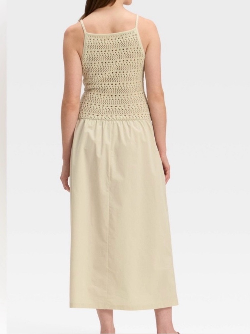 Cream Crochet Bodice Maxi Dress - Women's Summer Dress - Picture 3 of 14